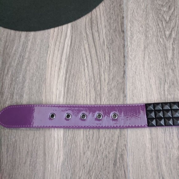 Philcos Purple Black Studded Leather Belt 34 - Picture 3 of 6